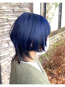 ルプラ ガーデン(le-pla garden) ウルフ#ブルー#ネイビー#ショート#ブリーチ#ボブ#豊橋#豊川#田原