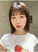 切りっぱなしボブナチュラルボブミディアム前髪縮毛矯正表参道
