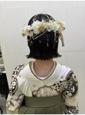 ボブヘアアレンジ/卒業式ヘア/水引きアレンジ