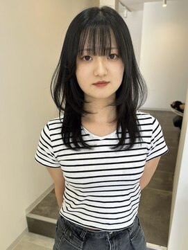 ソソ(soso.) ふんわりウルフレイヤー【ネイビーカラー】