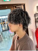 波巻きパーマ ハイライト マッシュ ツーブロック 韓国ヘア