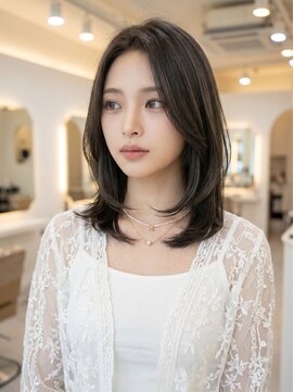 ラビマーニ 西中島店(Labimani) 【Labimani】ミディアム韓国レイヤー、ハッシュカット