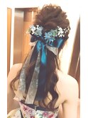 花嫁色ドレスお色直しヘアスタイル