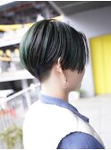 【SHARON原宿】ハイライトグリーン×ハンサムショート