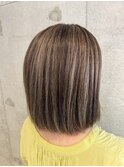 白髪ぼかしのハイライトカラー/福岡白髪ぼかし/地毛にハイライト