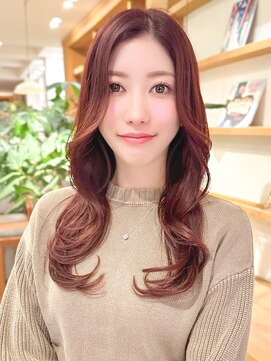 ルエ(rue) ミディアムレイヤーカットストレートロングウルフカットベージュ