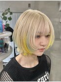 ミルクティーベージュ/くすみベージュ/クラゲヘアー/ボブウルフ