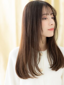 オリーブグレー大人美人顔周りレイヤーロングY北浦和30代40代