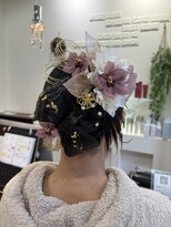 ヘアメイクヒール&nbsp;トレンド感No.1 リボンカチモリ成人式アレンジ