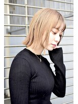 ミエル ヘア 新宿(miel hair)&nbsp;切りっぱなしボブ×シースルーバング！デザインカラー