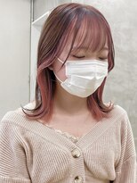 ソーコ 渋谷(SOCO)&nbsp;ハイトーンインナーカラーピンクベージュフェイスフレーミング