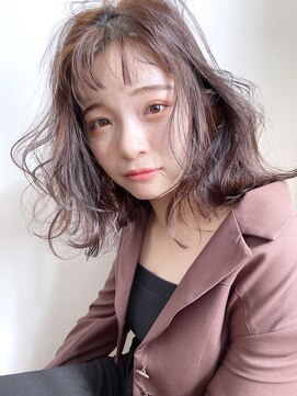 アルバム 銀座(ALBUM GINZA) ふわふわボブ_チェリーブラウンフェミニンロング_88896