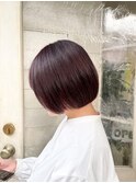 艶髪ミニボブブリーチ一回ラベンダーピンクカラー加工なし