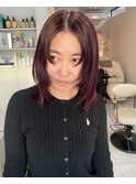レイヤーボブ深みチェリーカラー
