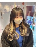 学生ロングプルエク相談インナーベージュ黒髪ダイヤモンド毛質