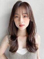 リヤン 表参道(lyann) 小顔似合わせカットネビージュ黒髪前髪メルティーカラー