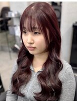 ジエクトカナウ 梅田&nbsp;【顔周り似合わせカット】姫カットレイヤー/チェリーレッド