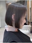 表参道酸性ストレートパーマ艶髪ショートベージュアッシュ40代
