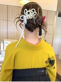 シニヨン 成人式 ヘアセット 卒業式 お団子ヘア 20代 ベージュ