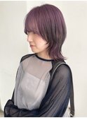 ピンクラベンダー×ハッシュカット/デザインカラー/ハイトーン
