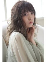 ヘアーメイクパウダー 天王寺寺田町店(Hair make powder) ウェーブ×大人ロング×前髪あり20代30代40代ベージュ透明感