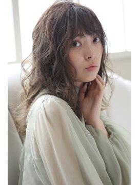 ヘアーメイクパウダー 天王寺寺田町店(Hair make powder) ウェーブ×大人ロング×前髪あり20代30代40代ベージュ透明感