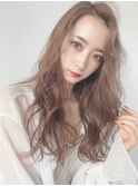 フリンジウェーブパーマ×アッシュベージュ