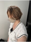 癖毛風ショートボブ　夏ショート　ペールベージュ
