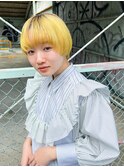 ルーツカラー マッシュショート イエローカラー レモンカラー