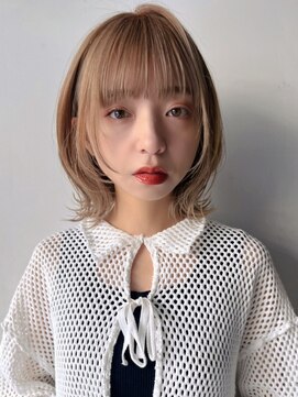 ポーチバイハニー オモテサンドウ(PORCH by HONEY omotesando) 大人可愛い20代30代40代レイヤーウルフボブ×クリーミーベージュ