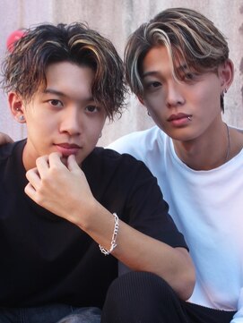 エルマーク 梅田(L-MARK) センターパートブリーチダブルカラーフェイスフレーミン