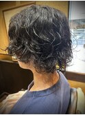 メンズボブパーマ　ミディアムパーマ　スパイラルパーマ　池袋