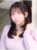 小顔薄めバング/レイヤースタイル/20代/30代/40代
