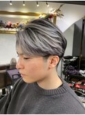外国人風バレイヤージュ　ハイライトカラー　アッシュベージュ