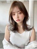 外はね/ミディアム/前髪あり/くびれロング/OL