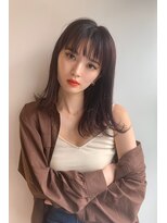 ヌイ 横浜(nui)&nbsp;シースルーバング_ネイビーカラーフレンチボブブランジュ