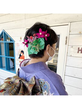 ヒマワリ(HIMAWARI) 成人式ヘア ショートアレンジ 和装ヘア