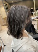 極細フルハイライト×グレーアッシュ