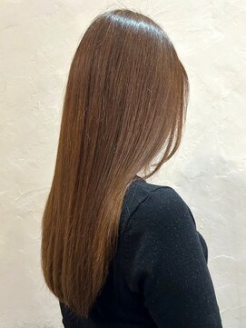 ミロア 薬院(miroa) シアーベージュ 透明感カラー サラサラストレート ロング 艶髪