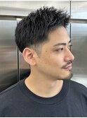 センターパートカルマパーマビジネス韓国ヘアシャドウパーマ