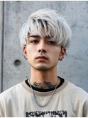 メンズホワイトベージュ１/ベリーショート/ブリーチ/韓国マッシ
