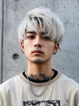 イル(iLe.) メンズホワイトベージュ１/ベリーショート/ブリーチ/韓国マッシ