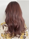 30代大人可愛い髪質改善カラーピンクベージュ透明感セミロング