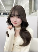 韓国くびれヘア/オリーブベージュ/小顔カット　上野