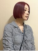ミニボブ/ボルドー/レッドカラー/ブリーチ/ダブルカラー/原宿