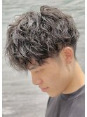 メンズツーブロックショートツイストスパイラルパーマ
