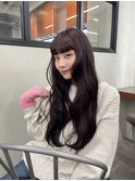 ダブルカラーチェリーレッドピンクブラウン韓国レイヤーロング