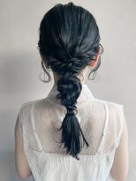 リヤン 表参道(lyann)&nbsp;着物ダークアッシュ編み下ろしヘアアレンジa