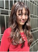 ロングヘア　デジタルパーマ　ブラウンカラー　ドライパーマ