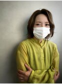 #オリーブグレージュ#ふんわりパーマ#大人ボブ
